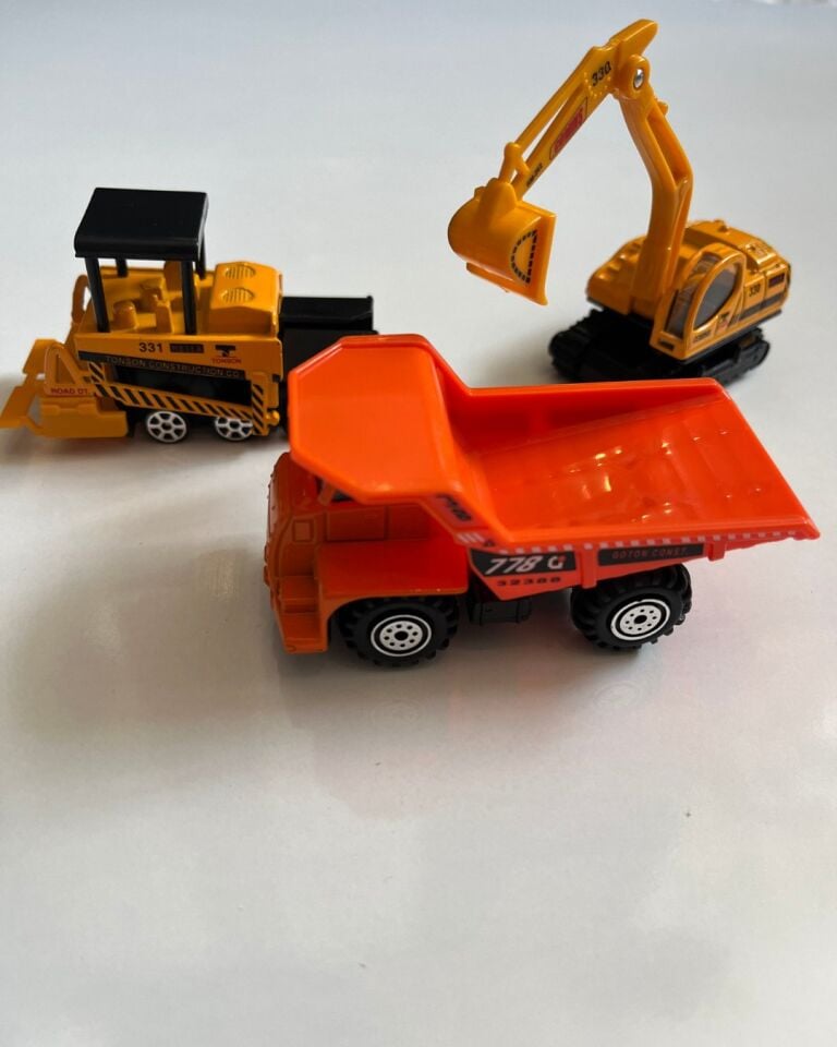 İnşaat Araçları Seti 3 Parça Sarı Turuncu Renkli 8 Cm