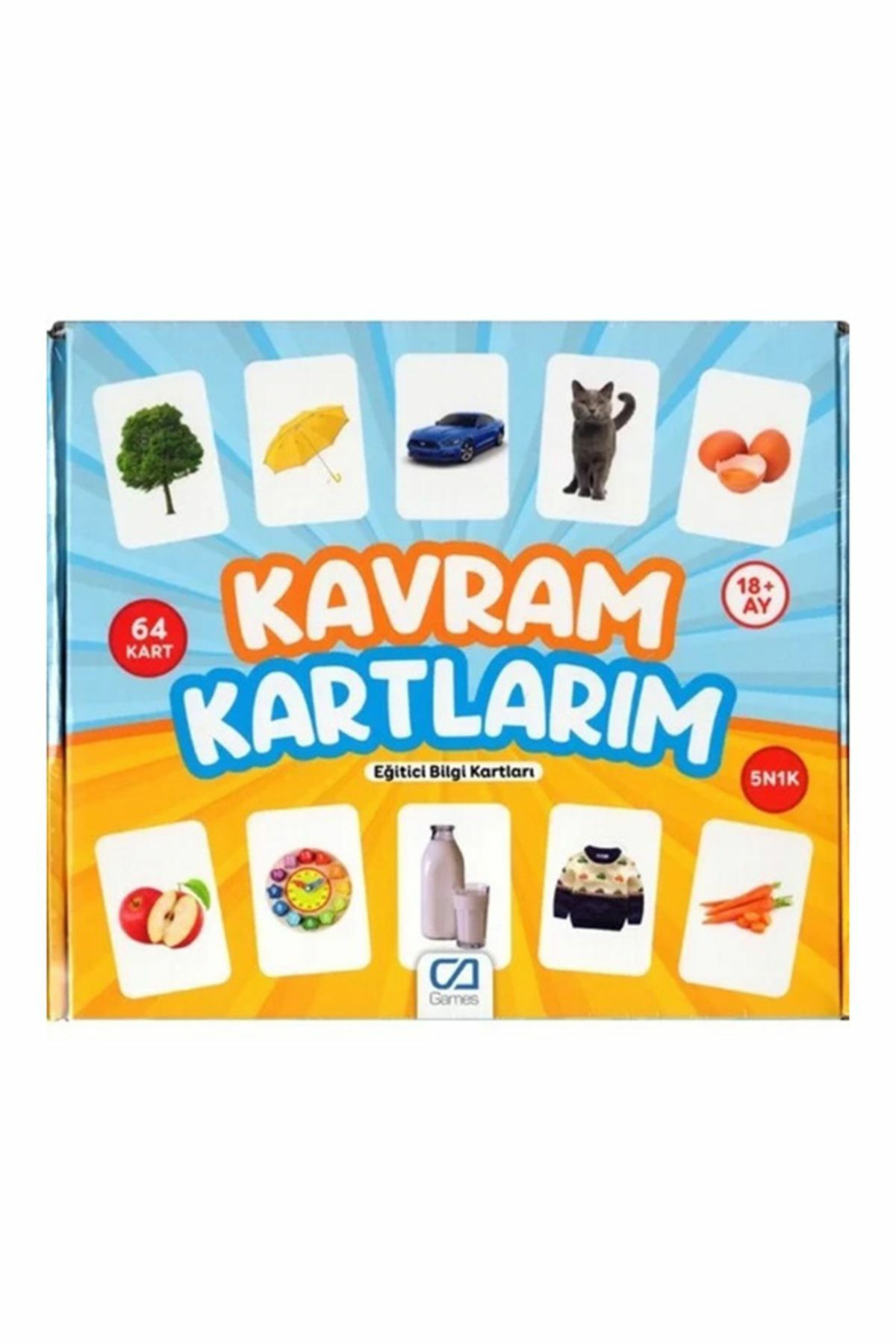 Kavram Kartlarım 64 Kart ile Eğitici Oyun Kartları | Mavi Su Dünyası