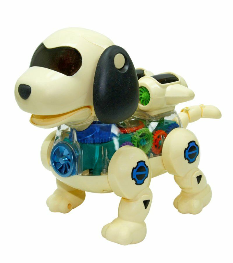 Işıklı Müzikli ve Hareketli Robot Köpek - Mavi Su Dünyası Bej