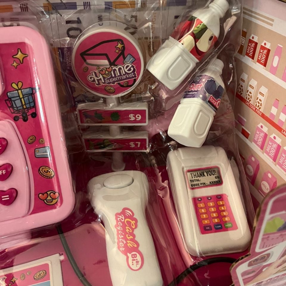 Çocuk Süper Market Pembe Yazar Kasalı Oyuncak - Mavi Su Dünyası