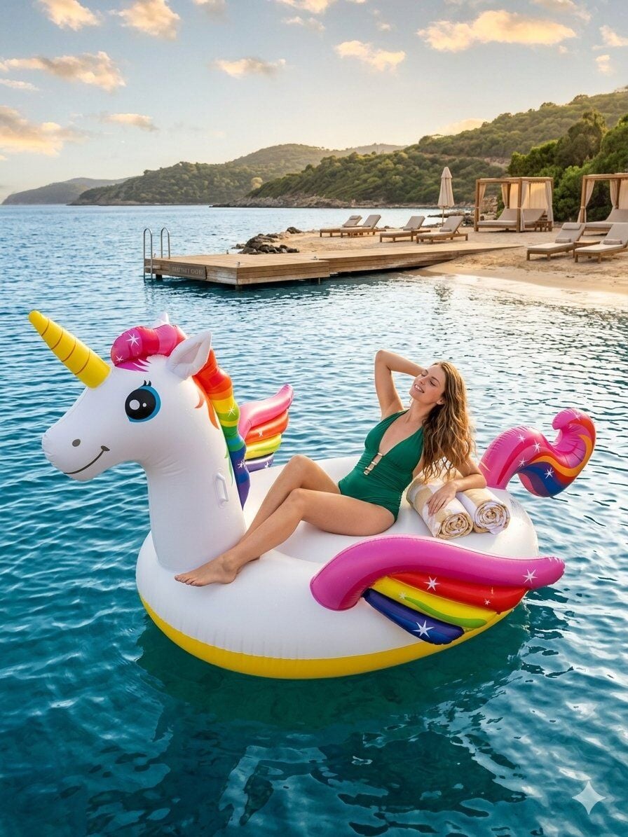 Mega Unicorn Büyük Boy Binici | Deniz Yatağı | 287x193x165 Cm | Pompa Dahildir