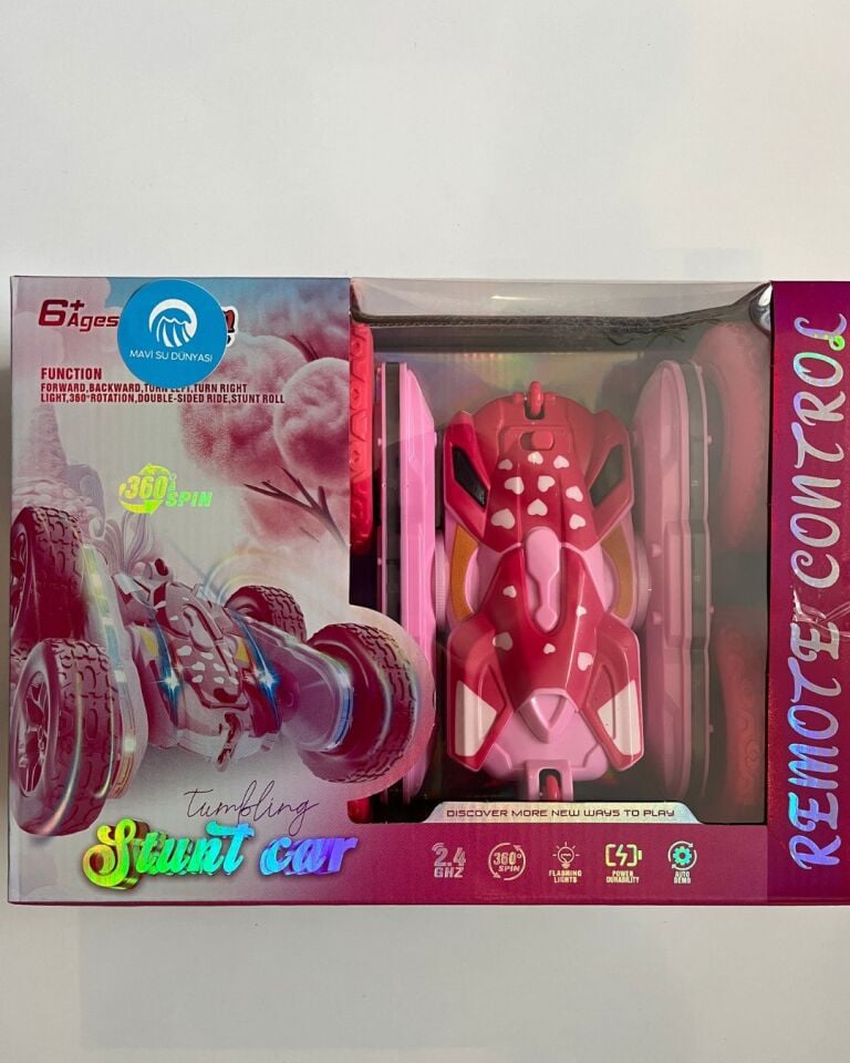 Uzaktan Kumandalı Pembe Renk Full Fonksiyon | 2.4 Ghz Şarjlı | Işıklı Buhar Atan | 360 Derece Dönebilen Akrobat Araba