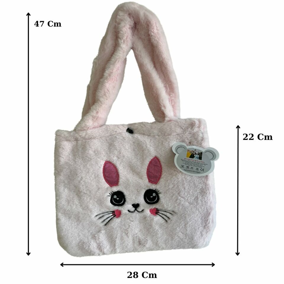 Peluş Figürlü Çocuk Çantası - Mavi Su Dünyası Pembe