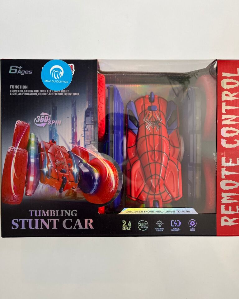 Uzaktan Kumandalı Spiderman Renk Full Fonksiyon | 2.4 Ghz Şarjlı | Işıklı Buhar Atan | 360 Derece Dönebilen Akrobat Araba