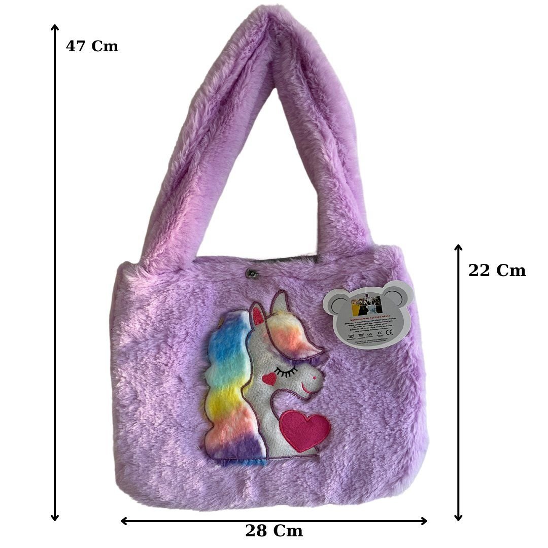 Peluş Figürlü Çocuk Çantası - Mavi Su Dünyası Lila