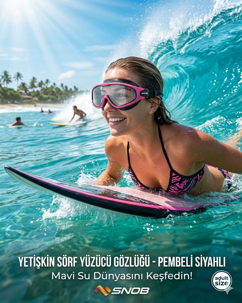 Sörf Yüzücü Gözlüğü Pembeli Siyahlı