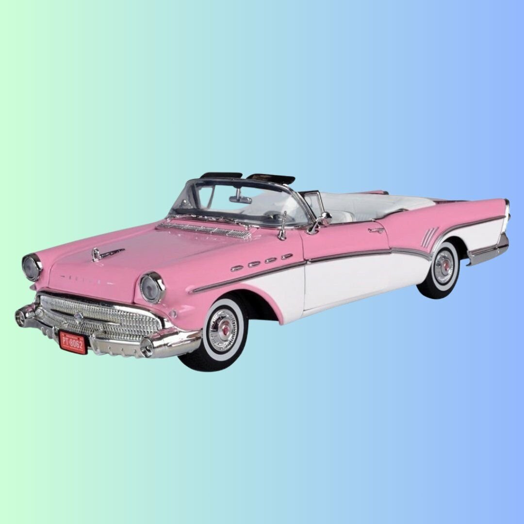 1957 Model Buıck Roadmaster 1:18 Ölçekli Üstü Açık Pembe Renk