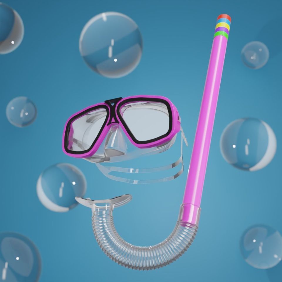 Maske ve Şnorkel Seti 6 ile 25 Yaş Arası Pembe - Siyah