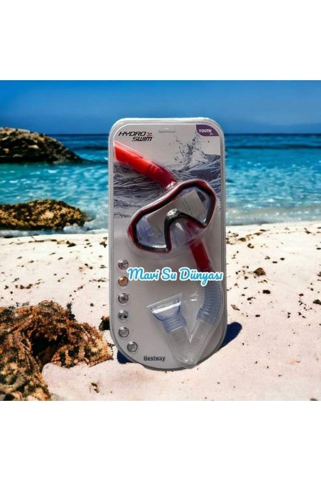 Hydro Swim Şnorkel Set 7+ 14 Yaş Arası Mavi Su Dünyası Lacivert - Siyah