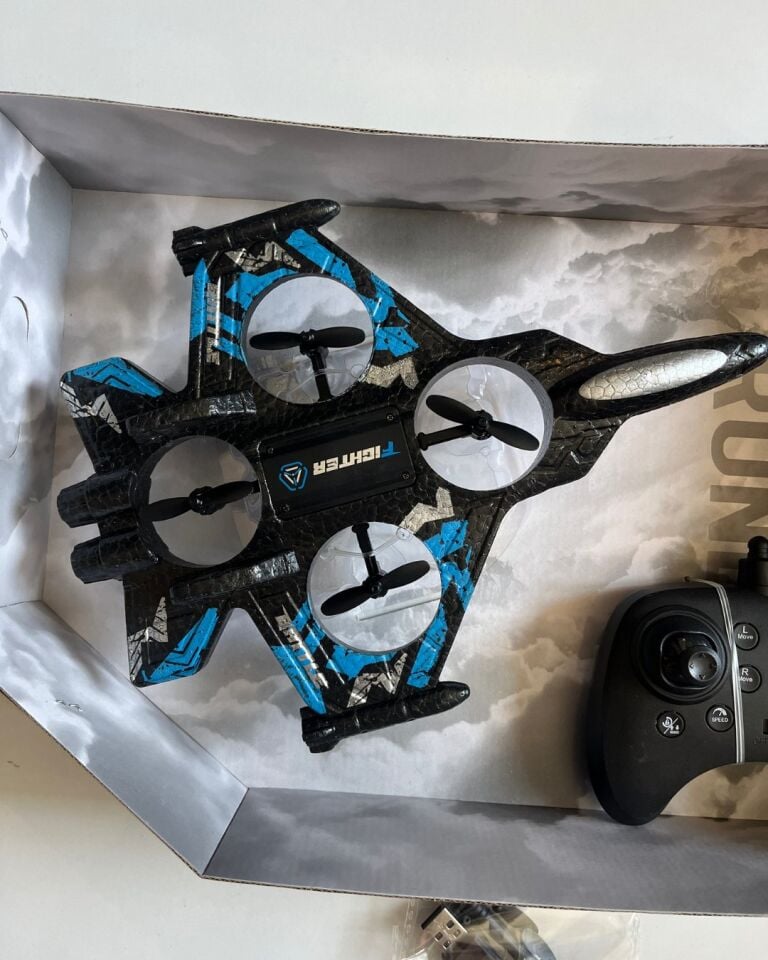 Uzaktan Kumandalı Uçak Dron Thunder Combat | 2.4Ghz 360 Derece Dönebilen | LED Işıklı | Otomatik İniş Kalkış