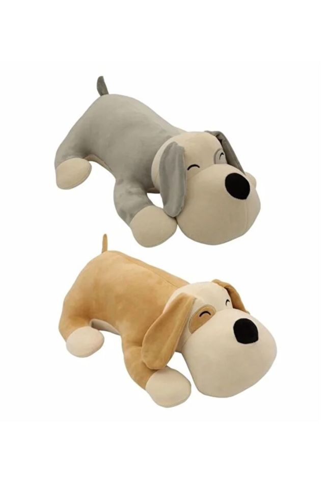 Peluş Yatan Soft Köpek Yastık 35 Cm - Mavi Su Dünyası Kahverengi