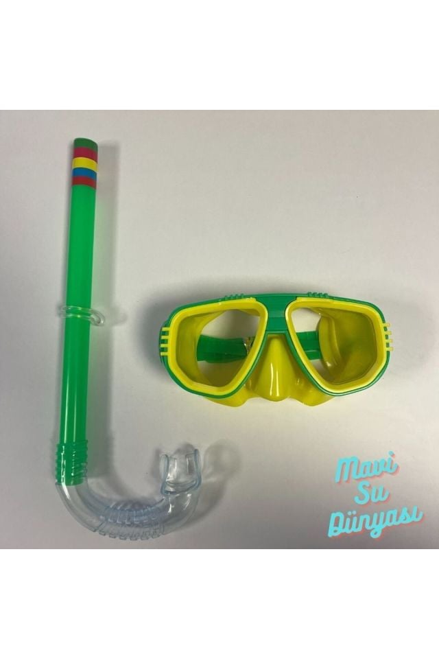 Çocuk Şnorkel Set 3 ile 7 Yaş Arası Deniz ve Havuz Maske Seti Yeşil