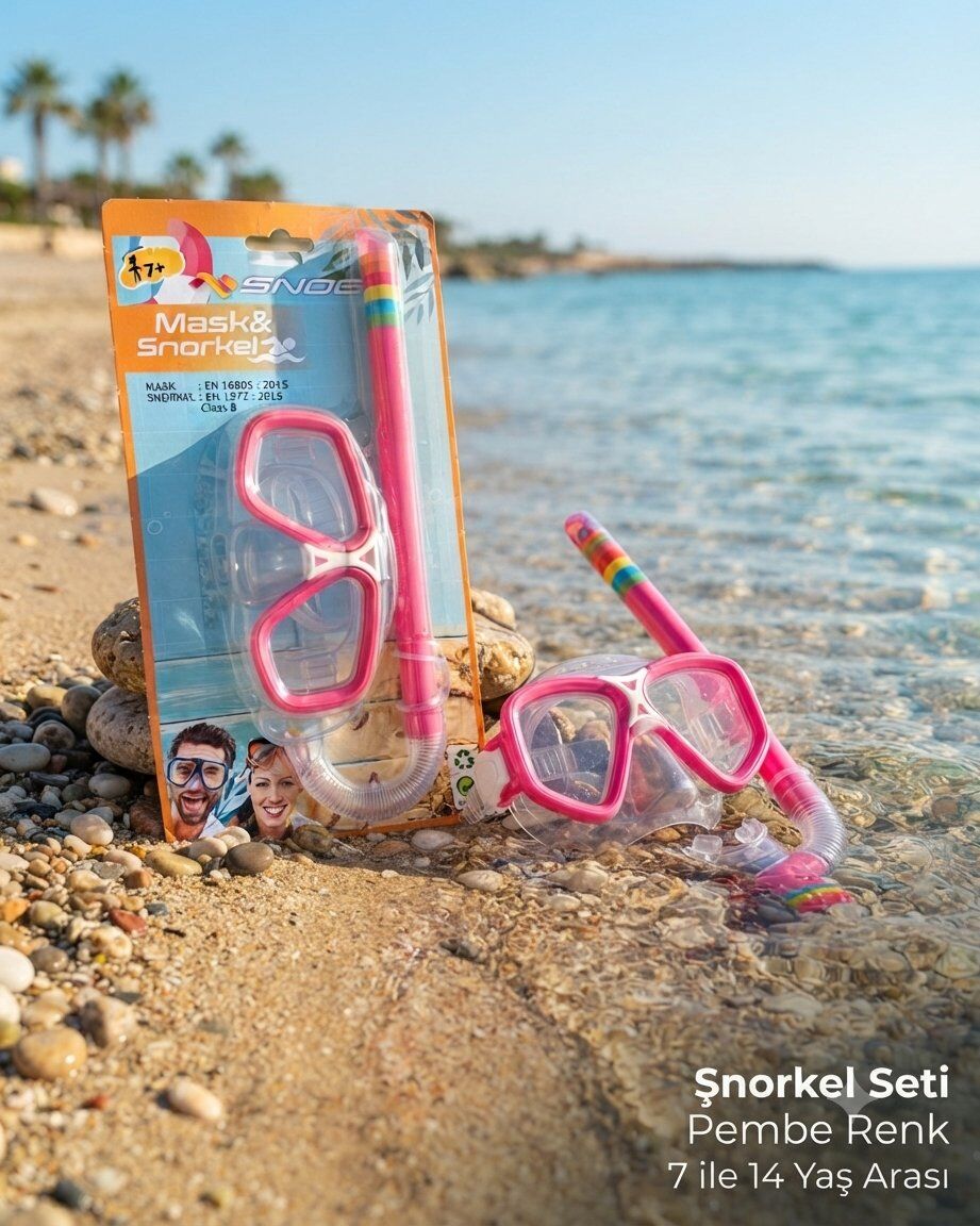 Şnorkel Seti Pembe Renk 7 ile 14 Yaş Arası