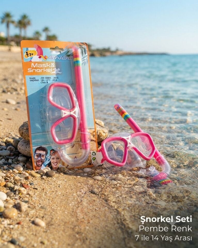 Şnorkel Seti Pembe Renk 7 ile 14 Yaş Arası