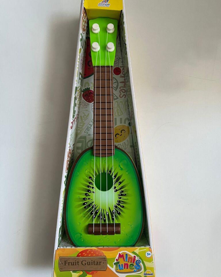 Meyve Desenli Telli Mini Gitar 35 Cm Kırmızı