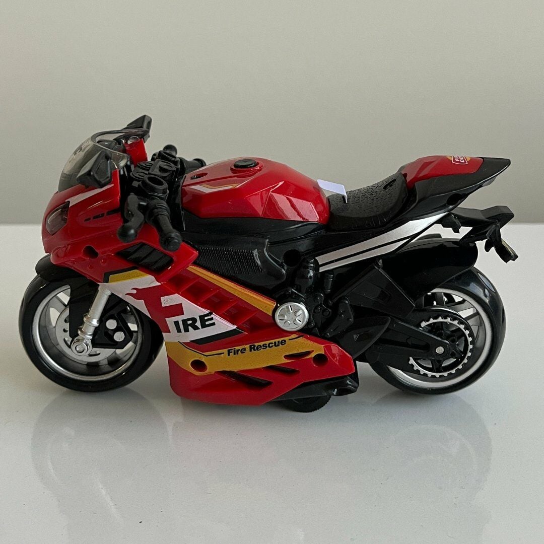 Motosiklet Şık Görünümlü Çek Bırak Işıklı ve Sesli Renkli 15 Cm - Mavi Su Dünyası