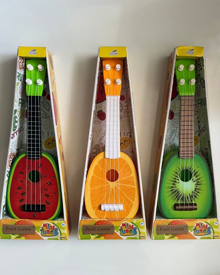 Meyve Desenli Telli Mini Gitar 35 Cm Turuncu