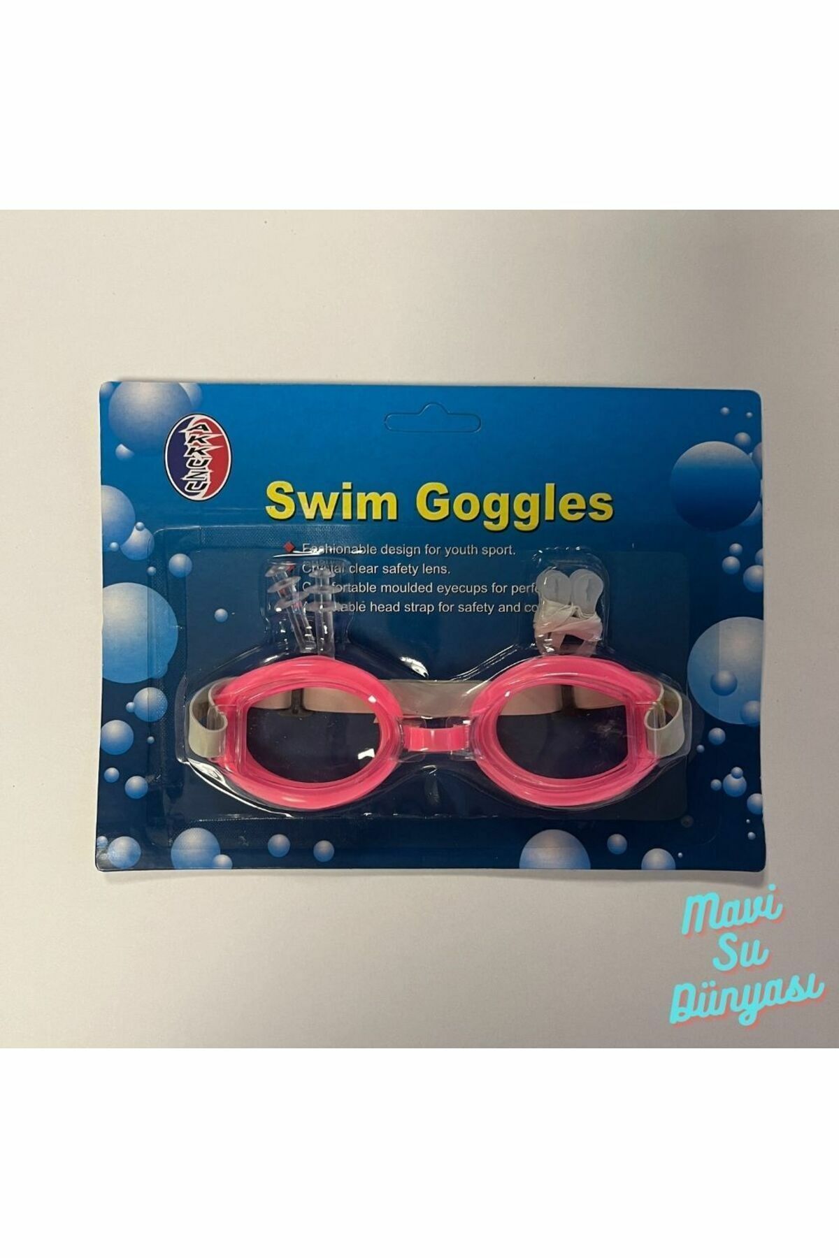 Çocuk Havuz Deniz Yüzücü Maskesi Maske Kulak Burun Tıkaçlı Pembe