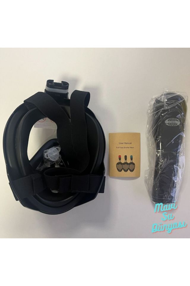 Full Face Maske - Mavi Su Dünyası Siyah - S/M