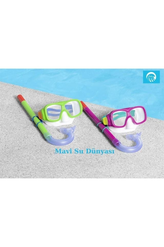 Çocuk Şnorkel Set Essential 7+ - Mavi Su Dünyası Yeşil