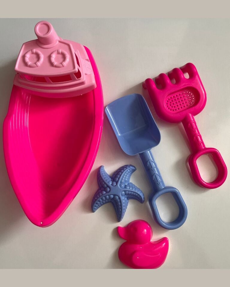 Balıkçı Teknesi Kürek Tırmık Plaj Seti 5 Parçalı Pembe Renk
