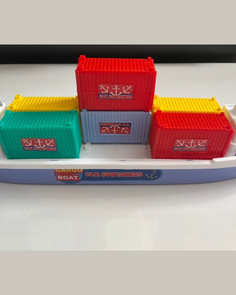 Yük Gemisi Konteynır Gemisi 45 Cm Üzerinde Renkli Konteylırlı Oyuncak Gemi