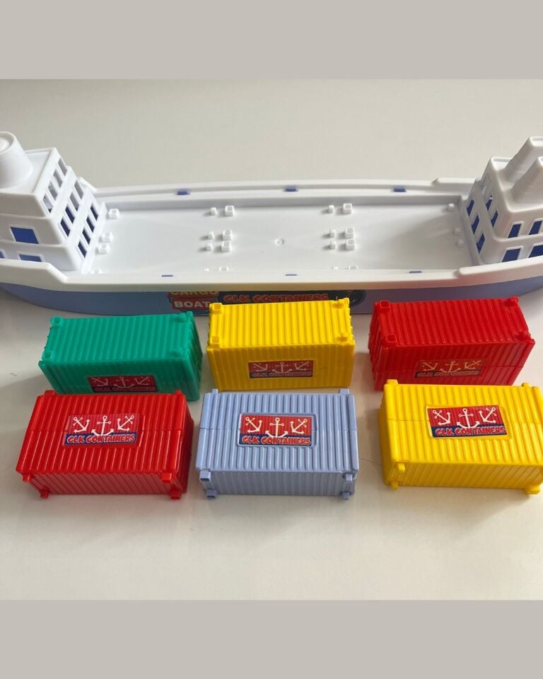 Yük Gemisi Konteynır Gemisi 45 Cm Üzerinde Renkli Konteylırlı Oyuncak Gemi