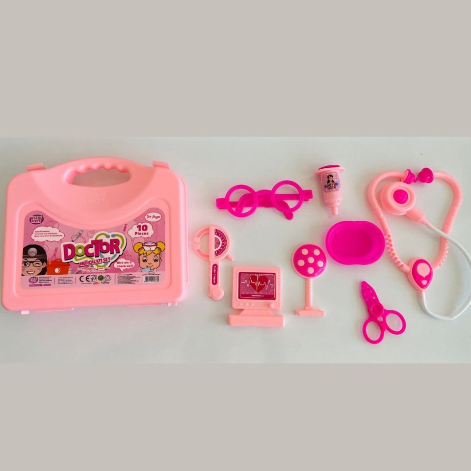 Doktor Seti Renkli Çantalı 10 Parçalı Pembe