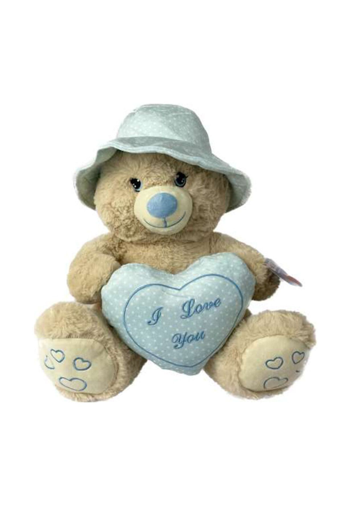 Peluş Şapkalı Ayı 43 Cm - Mavi Su Dünyası Mavi