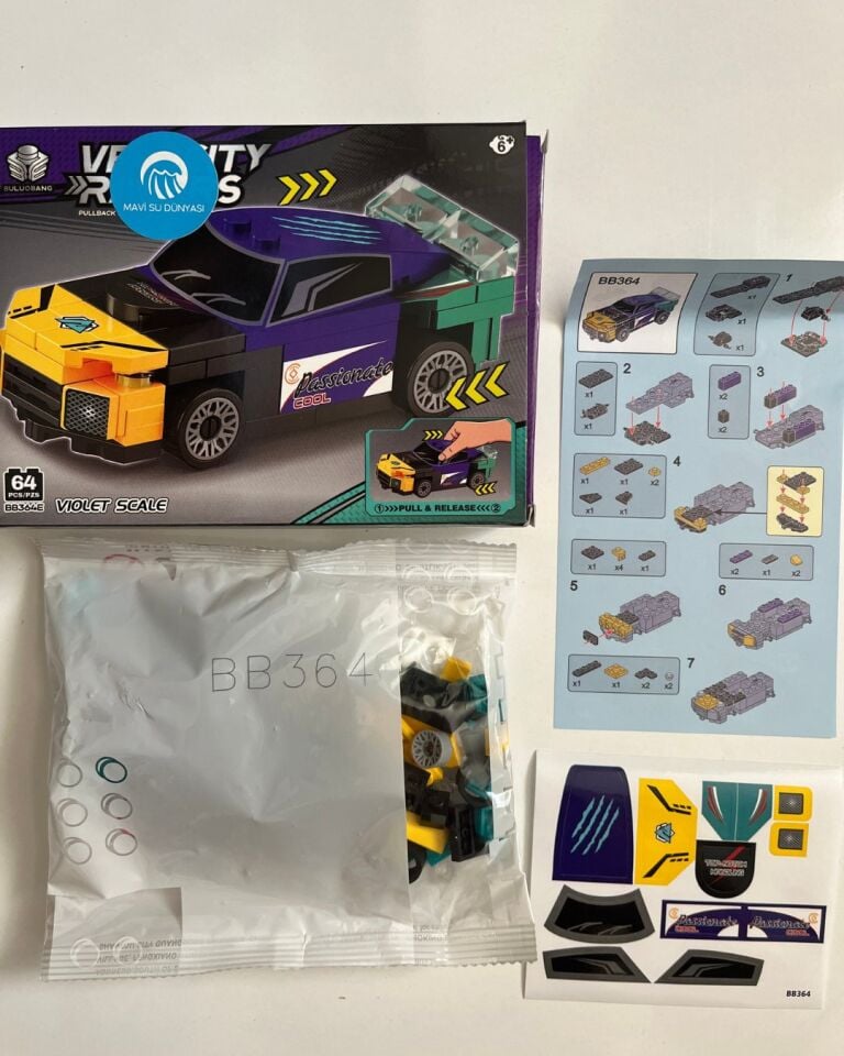 Araba Lego 64 Parça Mor Sarı Renkli