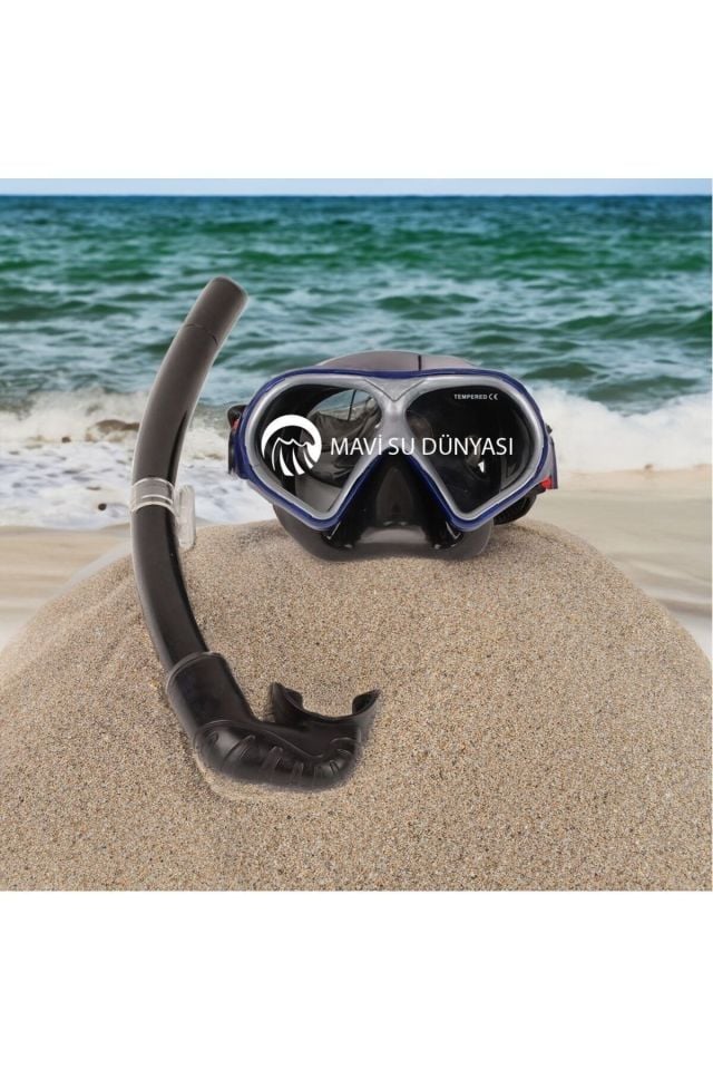 Tempered Şnorkel Set Siyah Gri