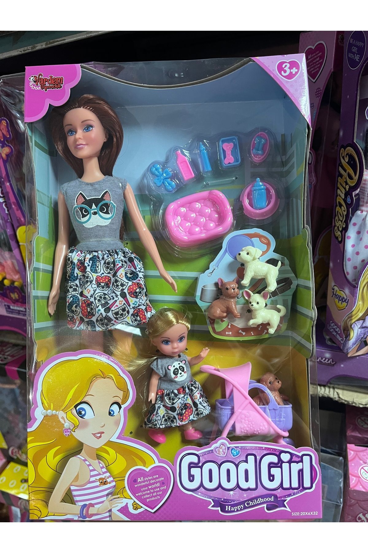 Anne Kız Pet Shopta Kedi Elbiseli 29 Cm | Mavi Su Dünyası