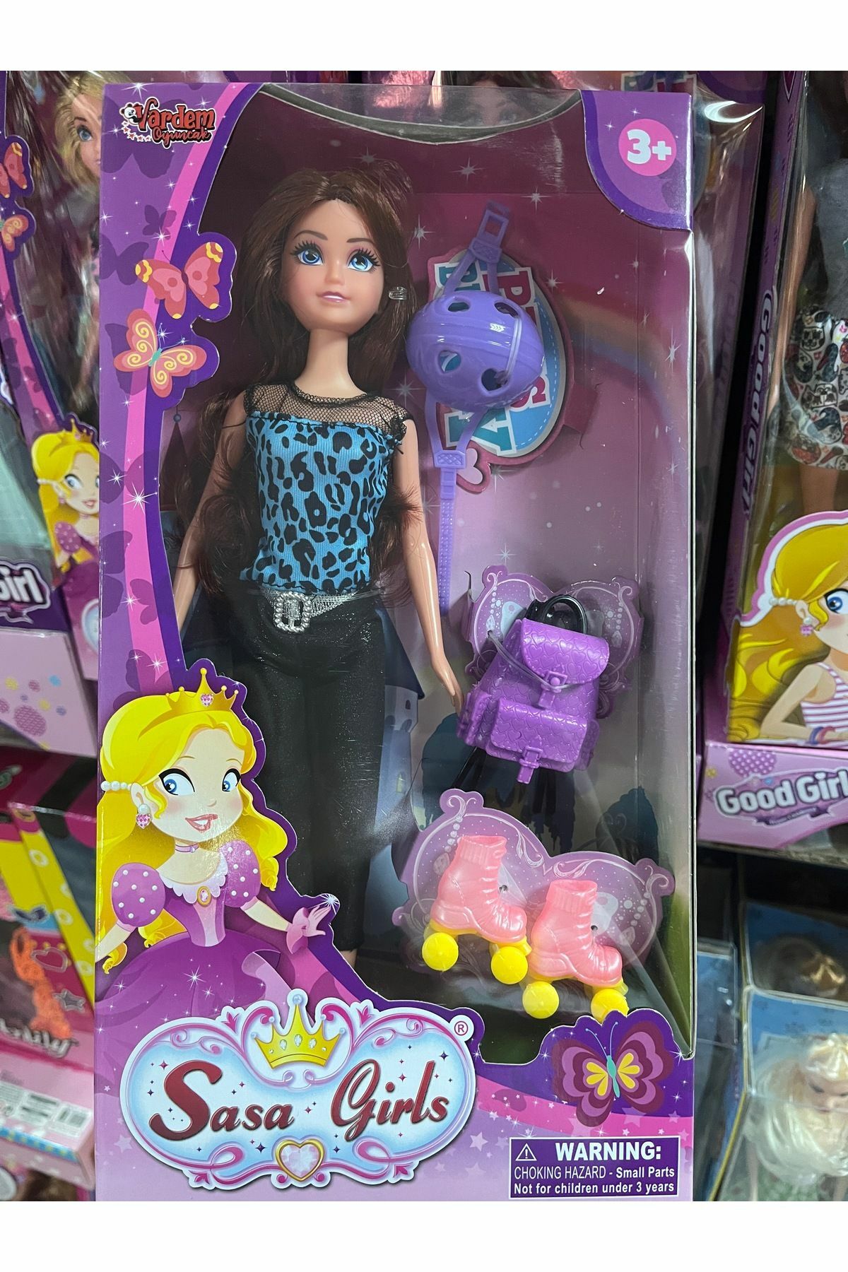 Aksesuarlı Patenci Mavili Bebek 29 Cm | Mavi Su Dünyası