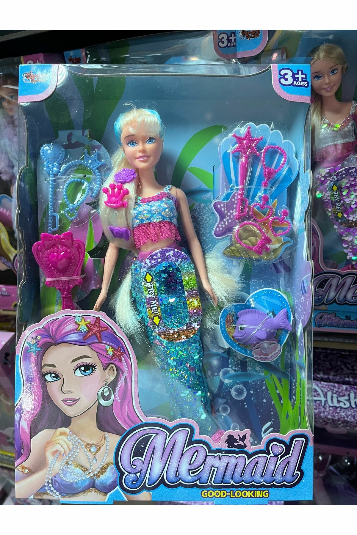 Aksesuarlı Deniz Kızı Bebek 29 Cm | Mavi Su Dünyası