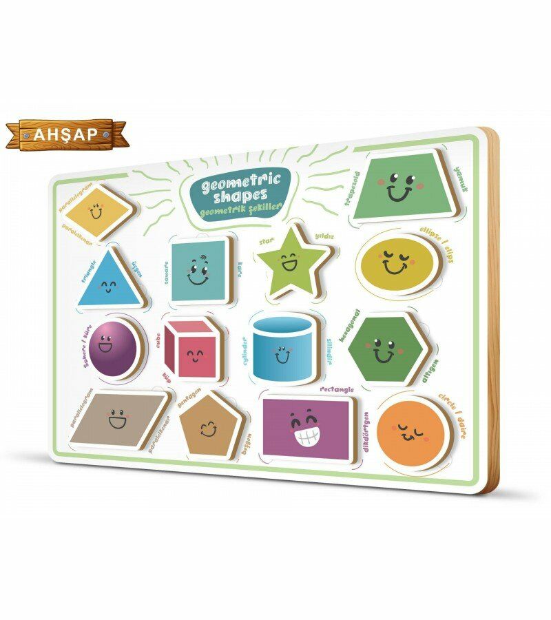 Bebek Eğitici Geometrik Şekiller Ahşap Frame Çerçeve