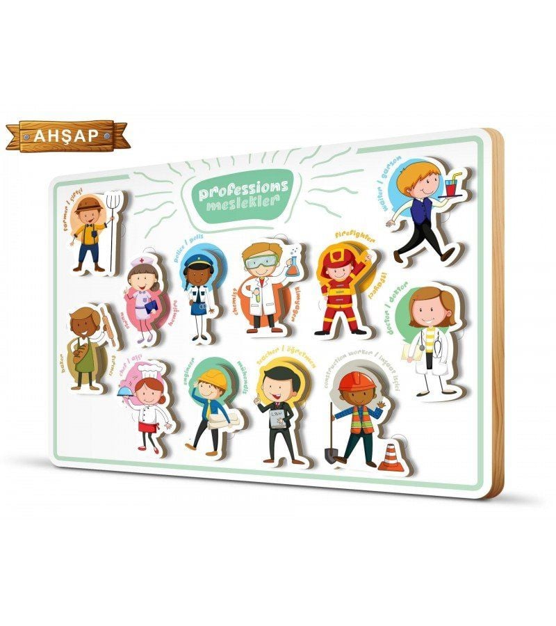 Bebek Eğitici Meslekler Ahşap Frame Çerçeve