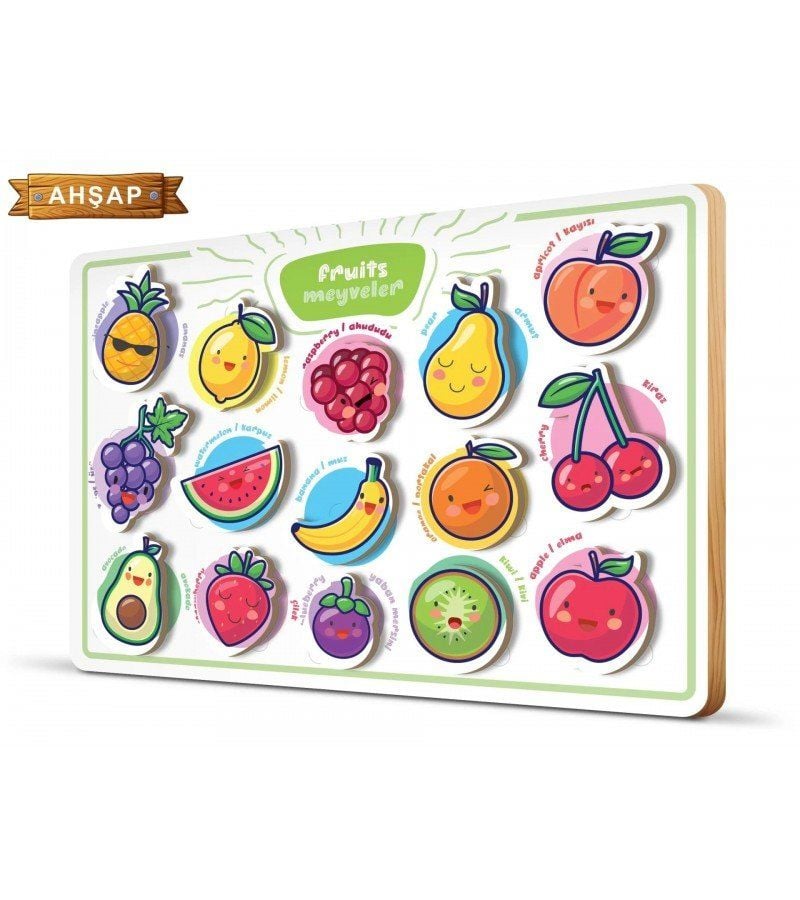 Bebek Eğitici Meyveler Ahşap Frame Çerçeve