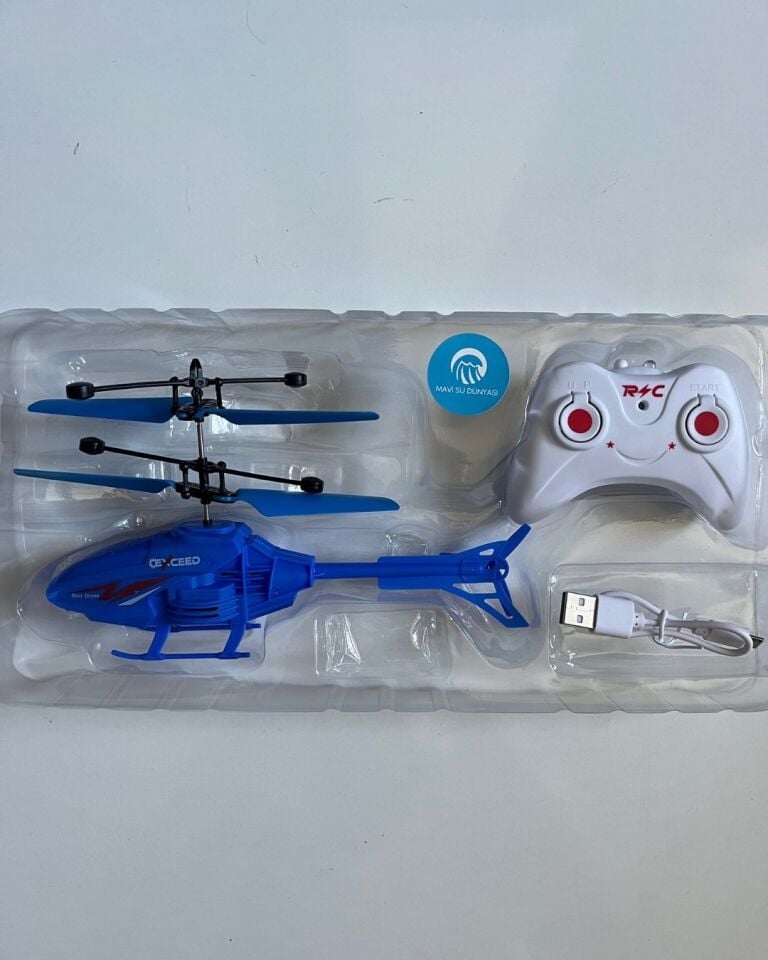 Uzaktan Kumandalı Helikopter 18 Cm Mavi Renkli