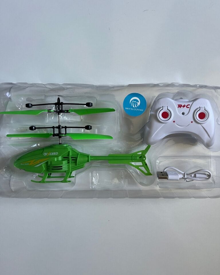 Uzaktan Kumandalı Helikopter 18 Cm Yeşil Renkli