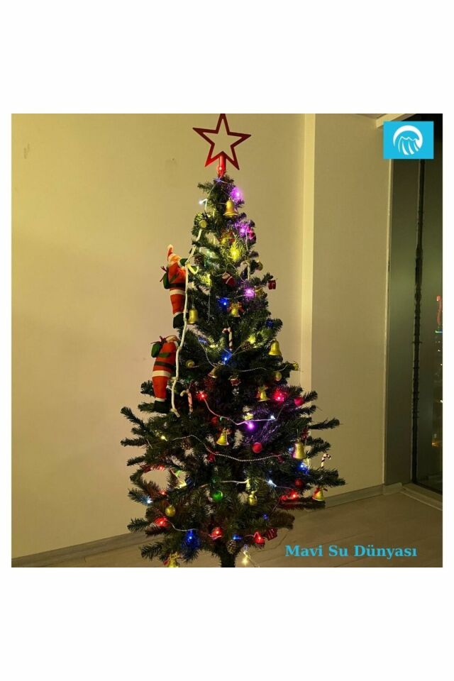 Yılbaşı Ağacı 180 Cm Full Süslü Set - Hediyeli - Mavi Su Dünyası