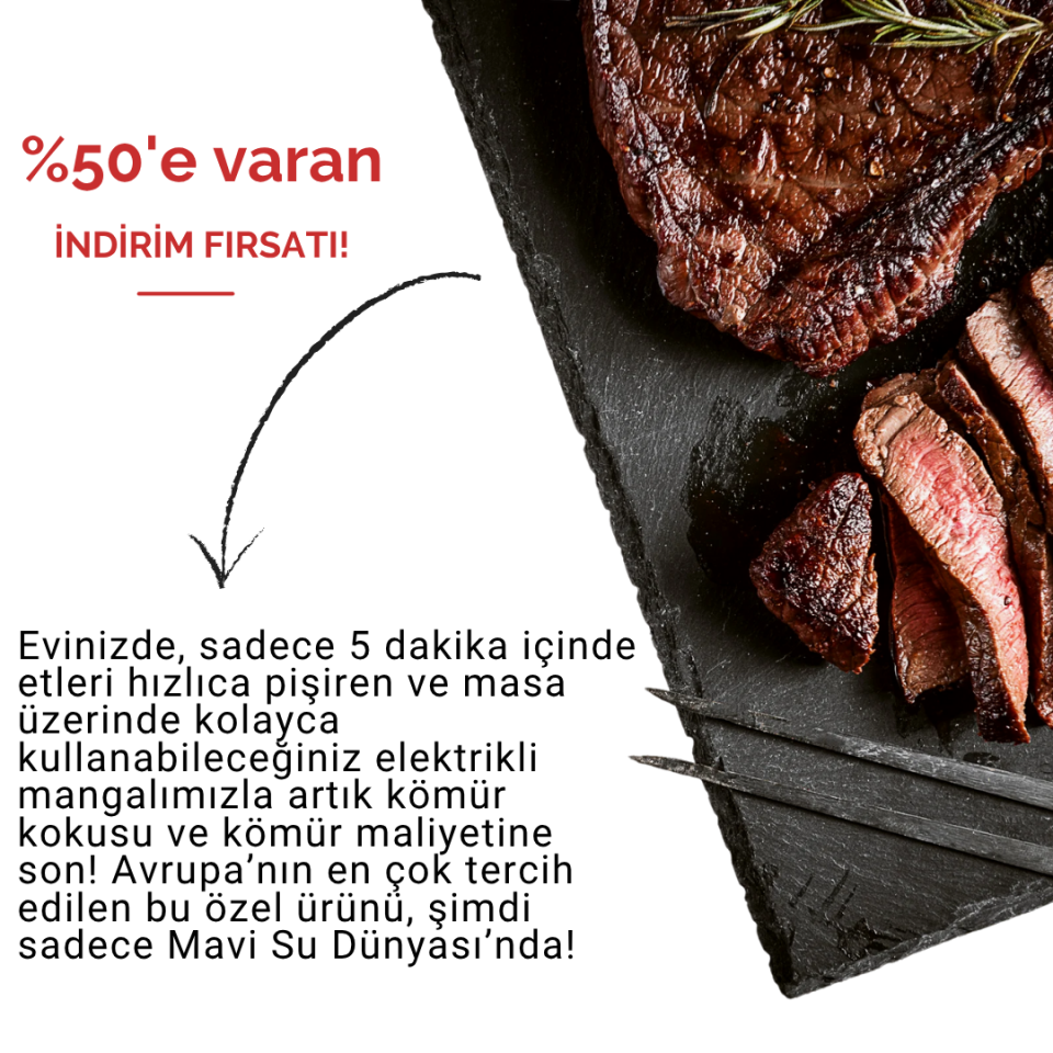 Elektrikli Izgara | Elektrikli Mangal | BBQ Izgara | Paslanmaz Izgara | 1600w | Mavi Su Dünyası