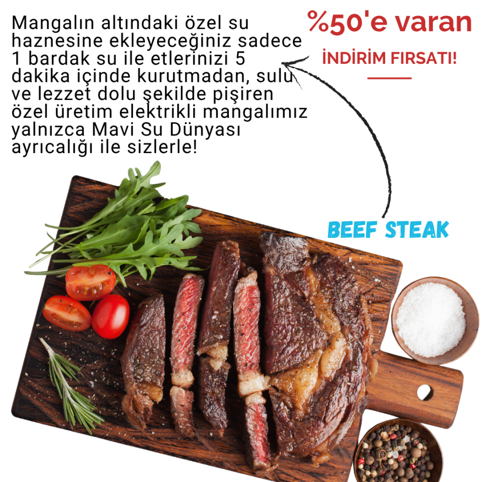 Elektrikli Izgara | Elektrikli Mangal | BBQ Izgara | Paslanmaz Izgara | 1600w | Mavi Su Dünyası