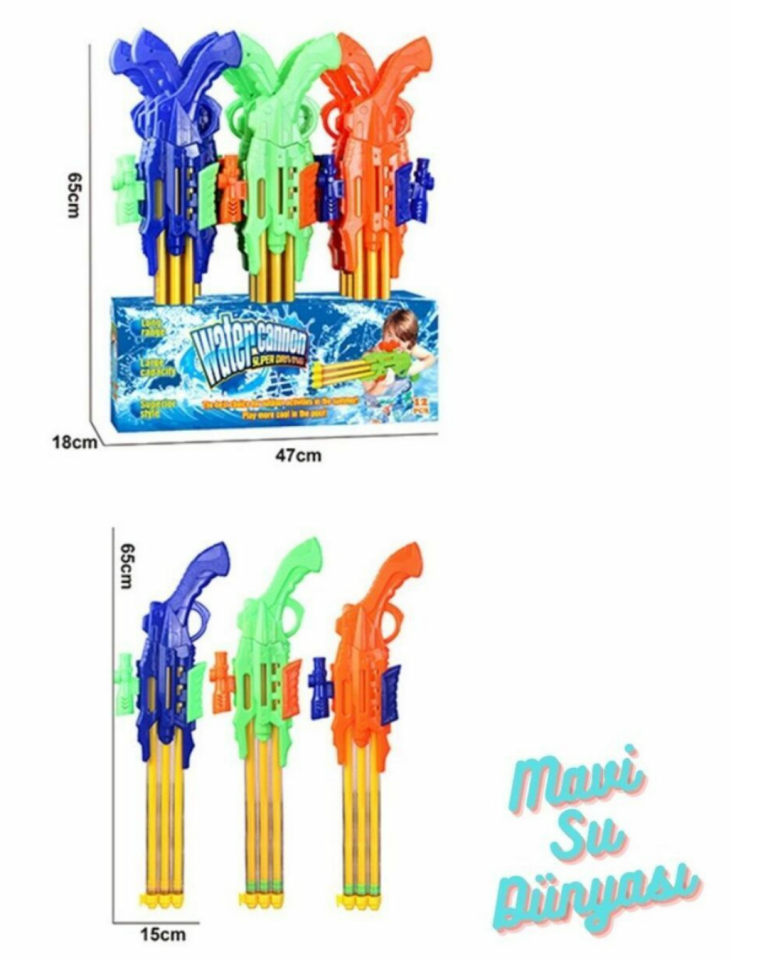 Su Tüfeği Su Tabancası 3 Atarlı 65 Cm