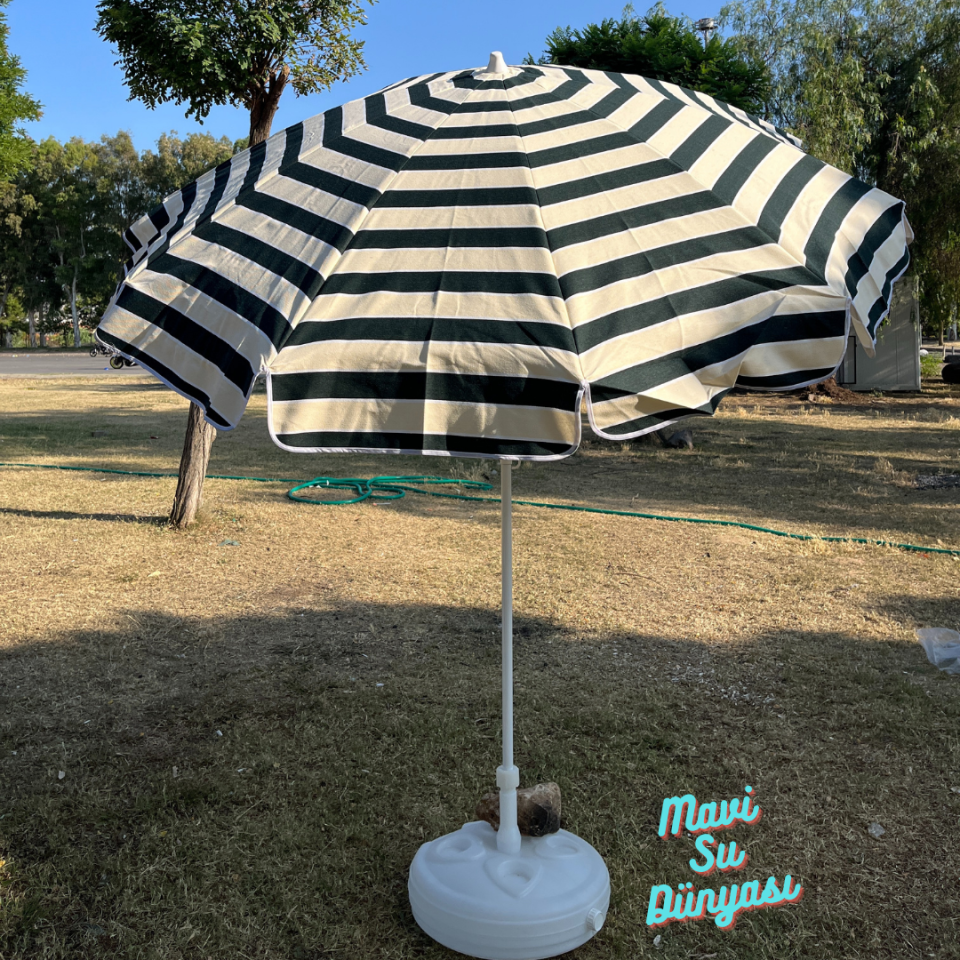 Plaj Deniz Balkon Şemsiyesi | Pamuk Kumaşlı Şemsiye | Eğilebilir | 2 Metre Şemsiye Bidonsuz Şemsiye