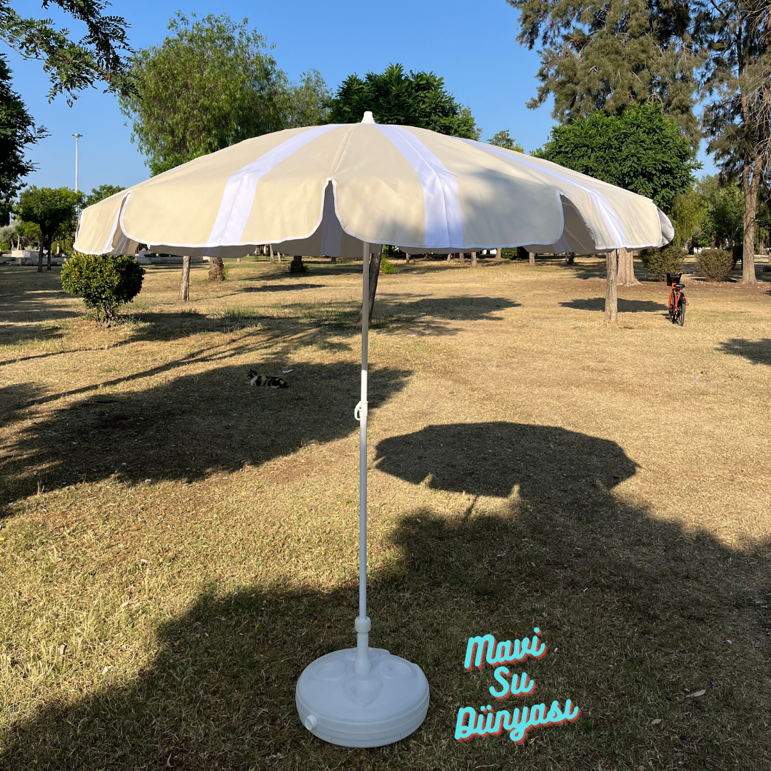 Plaj Deniz Balkon Şemsiyesi | Sentetik Kumaşlı Şemsiye | Eğilebilir | 2 Metre Şemsiye Bidonsuz Şemsiye