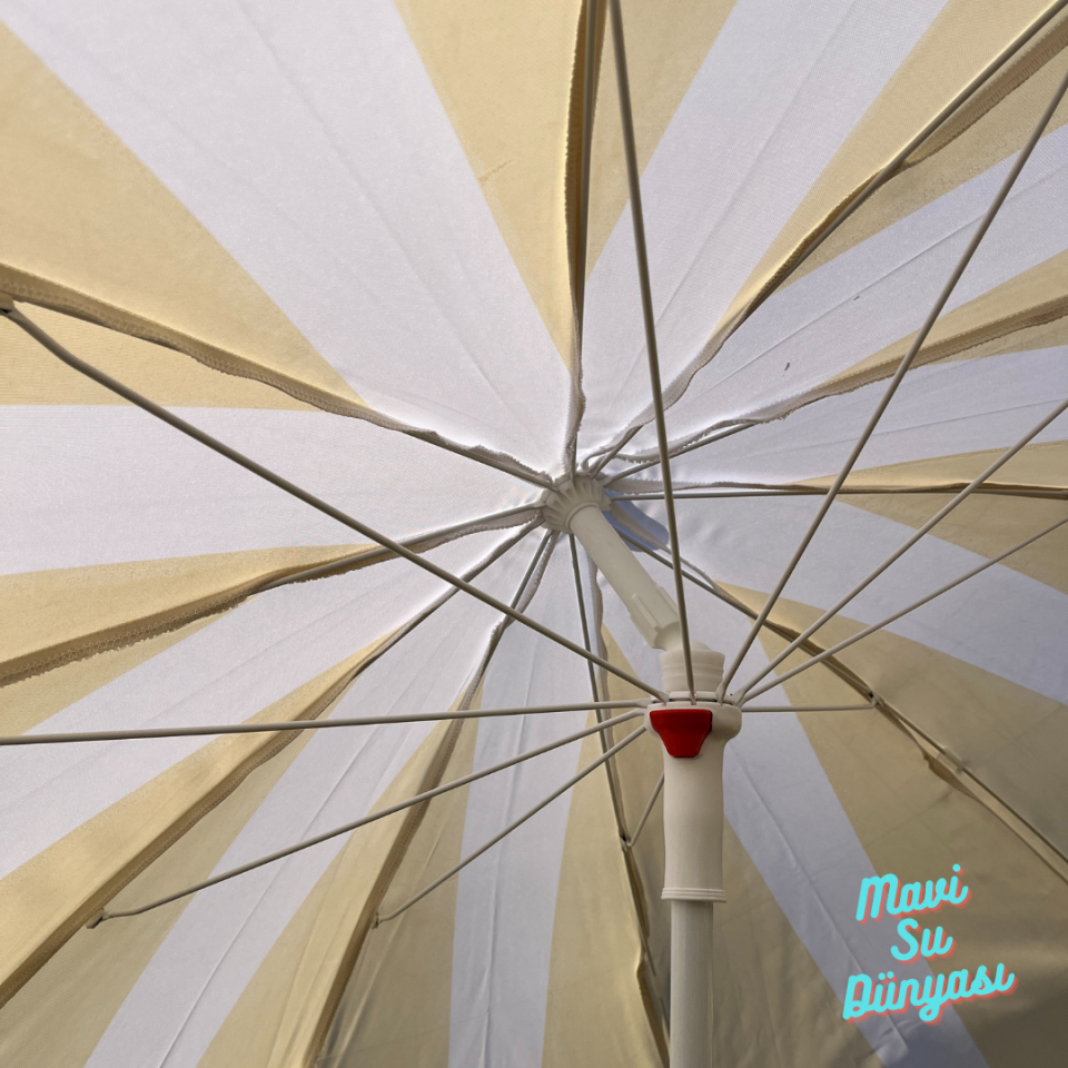 Plaj Deniz Balkon Şemsiyesi | Sentetik Kumaşlı Şemsiye | Eğilebilir | 2 Metre Şemsiye Bidonsuz Şemsiye