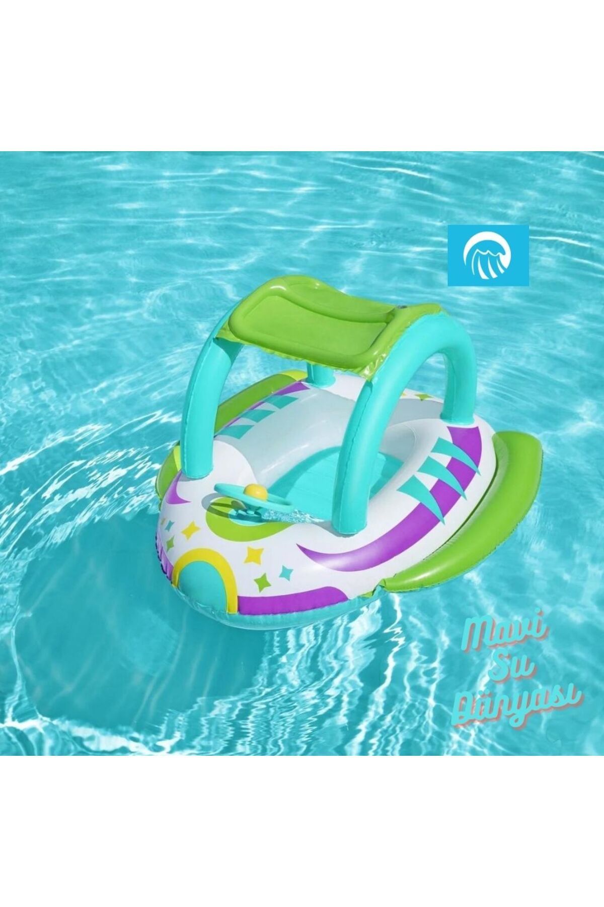 Çocuk Botu Gölgelikli Direksiyonlu 107 Cm x 112 Cm Float Bot - Mavi Su Dünyası