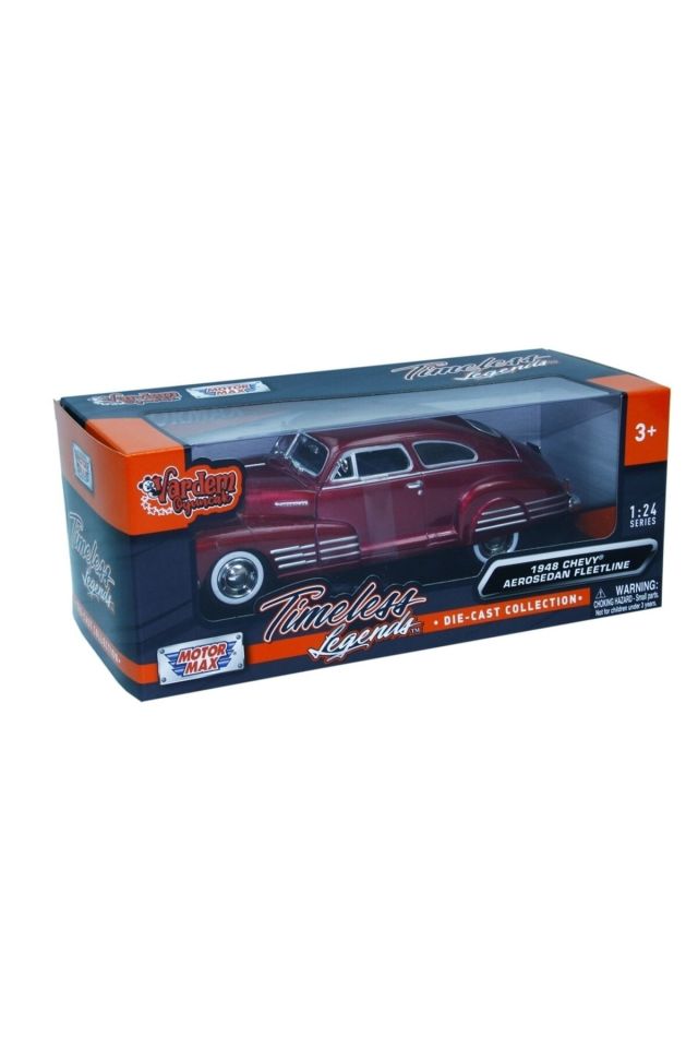 1948 Model Klasik Chevy Aerosedan Fleetline 1:24 Ölçekli Kırmızı