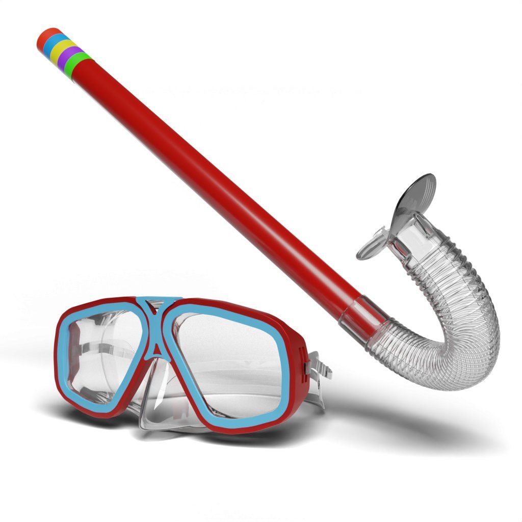Maske ve Şnorkel Seti 3 ile 14 Yaş Arası Rengarenk Kırmızı - Mavi