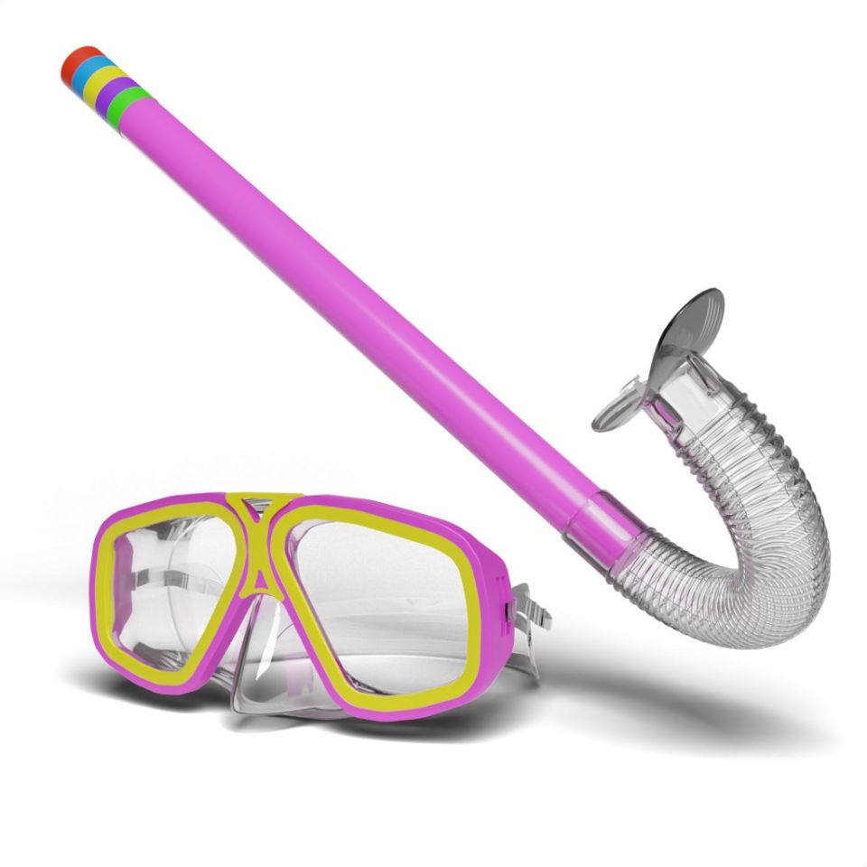 Maske ve Şnorkel Seti 3 ile 14 Yaş Arası Rengarenk Pembe - Sarı